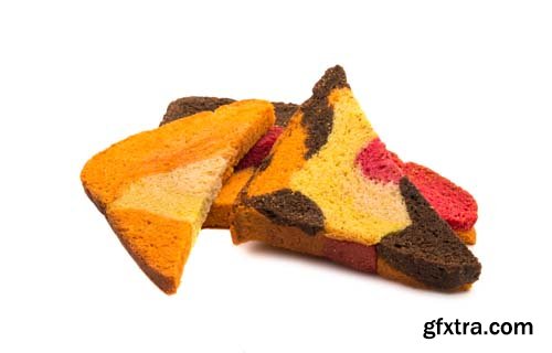 Colored Bread Toasts Isolated - 8xJPGs