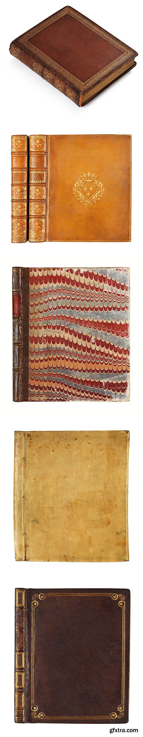 Old Books With Beautiful Vintage Covers Isolated - 8xJPGs