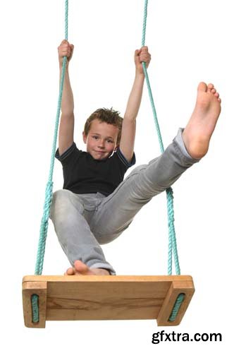 Child Playing With A Swing Isolated - 15xJPGs