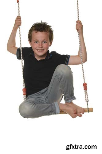 Child Playing With A Swing Isolated - 15xJPGs