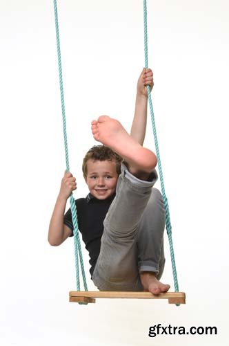 Child Playing With A Swing Isolated - 15xJPGs