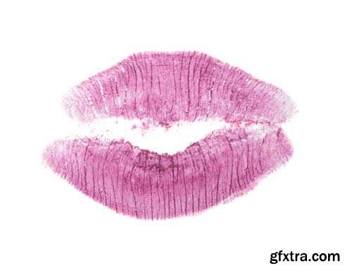 Colorful Lipstick Kiss Mark Isolated - 13xJPGs