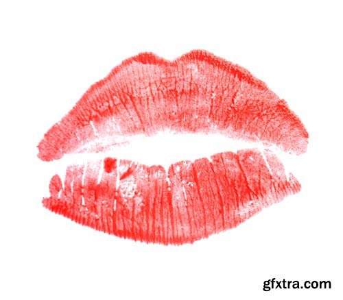 Colorful Lipstick Kiss Mark Isolated - 13xJPGs