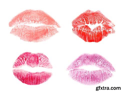 Colorful Lipstick Kiss Mark Isolated - 13xJPGs