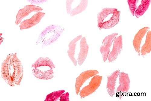 Colorful Lipstick Kiss Mark Isolated - 13xJPGs