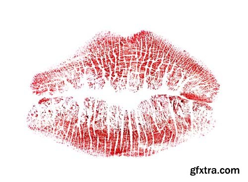 Colorful Lipstick Kiss Mark Isolated - 13xJPGs