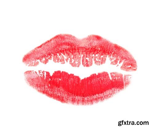 Colorful Lipstick Kiss Mark Isolated - 13xJPGs