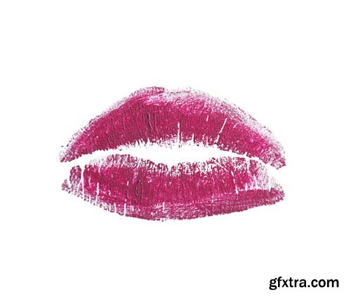 Colorful Lipstick Kiss Mark Isolated - 13xJPGs