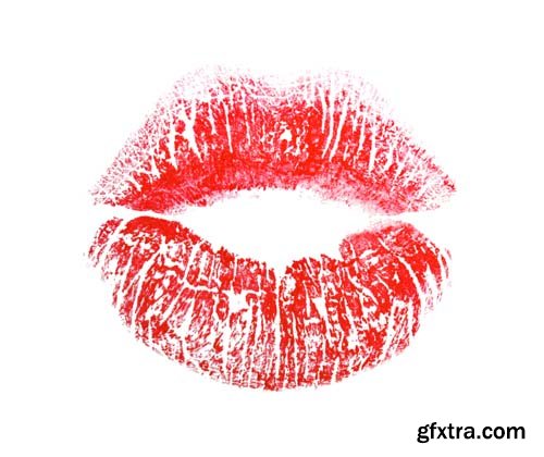 Colorful Lipstick Kiss Mark Isolated - 13xJPGs