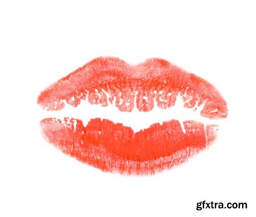 Colorful Lipstick Kiss Mark Isolated - 13xJPGs