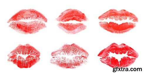 Colorful Lipstick Kiss Mark Isolated - 13xJPGs