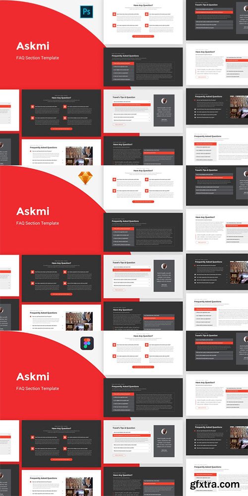 Askmi - FAQ Section UI Kit Templates For Photoshop, Sketch, Figma