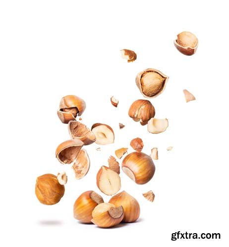 Cracked Hazelnuts Isolated - 10xJPGs