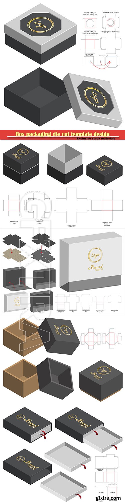 Box packaging die cut template design, 3d mock-up