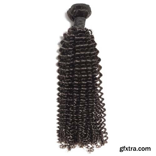 Deep Wave Curly Black Human Hair Isolated - 11xJPGs