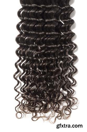 Deep Wave Curly Black Human Hair Isolated - 11xJPGs