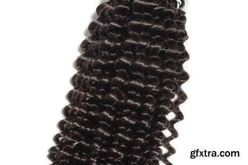 Deep Wave Curly Black Human Hair Isolated - 11xJPGs