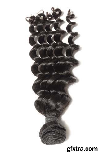 Deep Wave Curly Black Human Hair Isolated - 11xJPGs