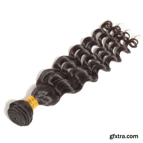 Deep Wave Curly Black Human Hair Isolated - 11xJPGs