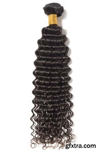 Deep Wave Curly Black Human Hair Isolated - 11xJPGs