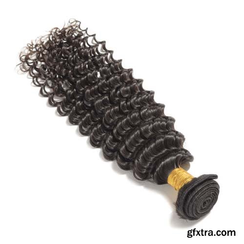 Deep Wave Curly Black Human Hair Isolated - 11xJPGs