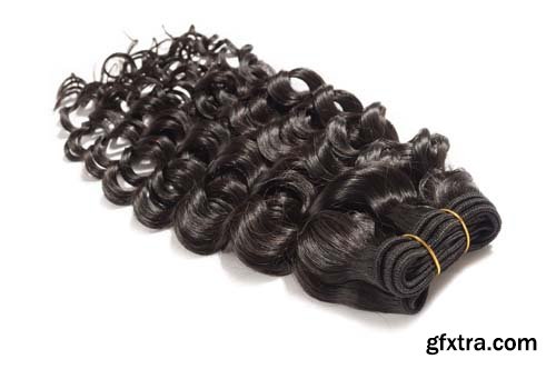 Deep Wave Curly Black Human Hair Isolated - 11xJPGs