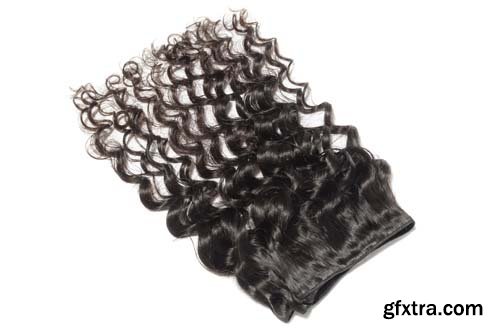 Deep Wave Curly Black Human Hair Isolated - 11xJPGs