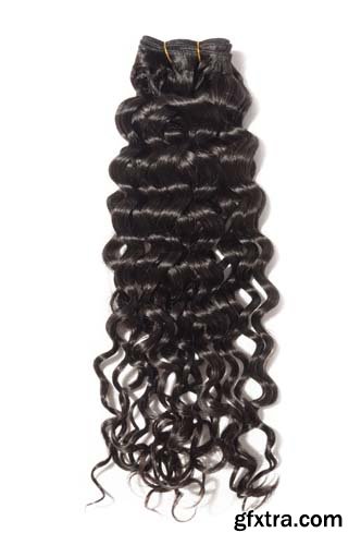 Deep Wave Curly Black Human Hair Isolated - 11xJPGs