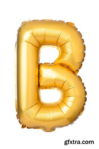 Golden Letters Balloons Isolated - 26xJPGs