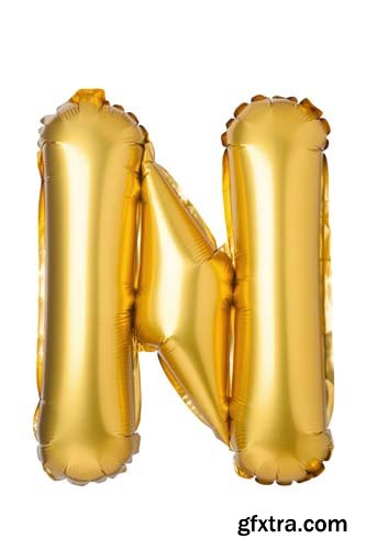 Golden Letters Balloons Isolated - 26xJPGs