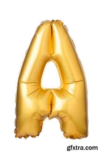 Golden Letters Balloons Isolated - 26xJPGs