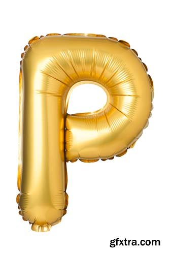 Golden Letters Balloons Isolated - 26xJPGs