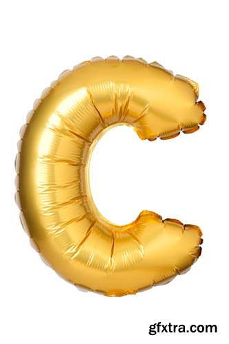 Golden Letters Balloons Isolated - 26xJPGs