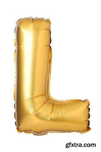 Golden Letters Balloons Isolated - 26xJPGs