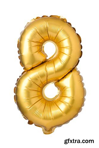 Golden Numbers Balloons Isolated - 11xJPGs