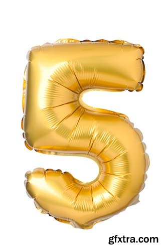 Golden Numbers Balloons Isolated - 11xJPGs