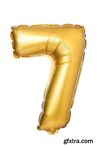 Golden Numbers Balloons Isolated - 11xJPGs