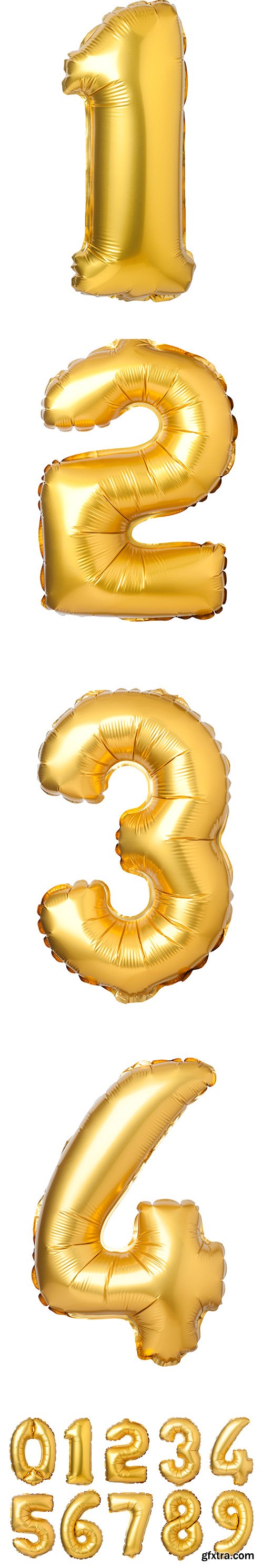 Golden Numbers Balloons Isolated - 11xJPGs