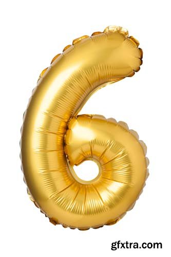 Golden Numbers Balloons Isolated - 11xJPGs