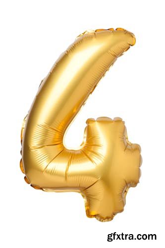 Golden Numbers Balloons Isolated - 11xJPGs