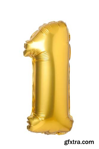 Golden Numbers Balloons Isolated - 11xJPGs