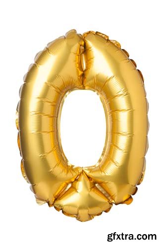 Golden Numbers Balloons Isolated - 11xJPGs