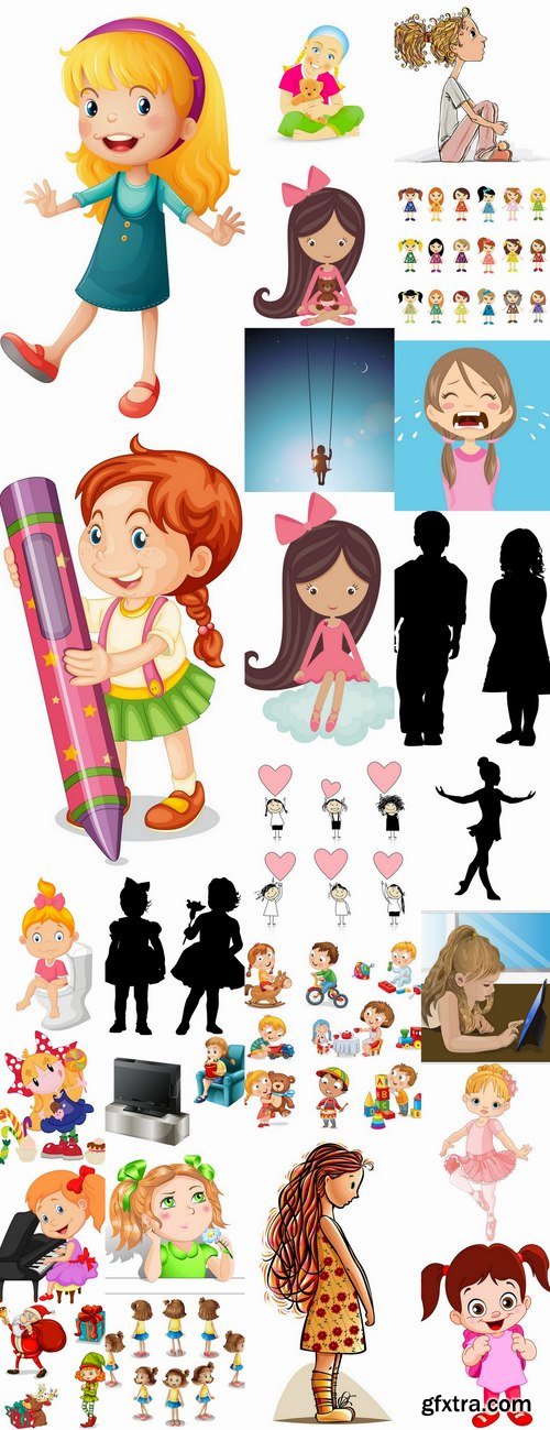 Little girl cartoon vector image 25 EPS