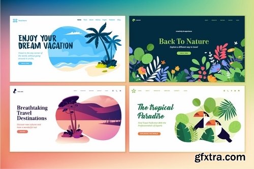 Set of Flat Design Web Page Templates