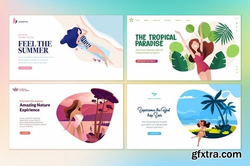 Set of Flat Design Web Page Templates