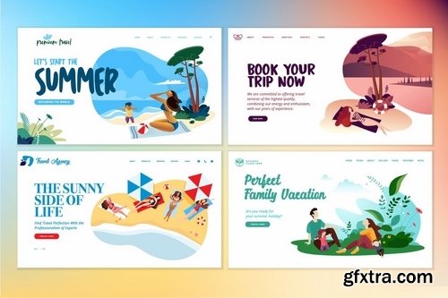 Set of Flat Design Web Page Templates