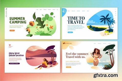 Set of Flat Design Web Page Templates