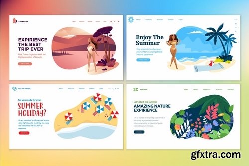 Set of Flat Design Web Page Templates