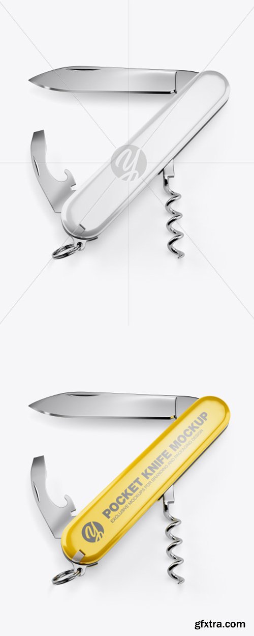 Opened Pocket Knife Mockup Top View 38446