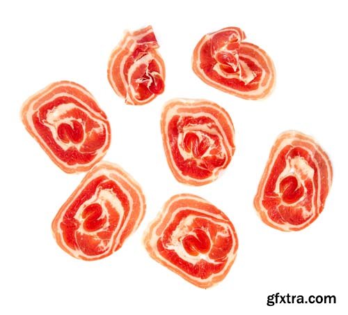 Italian Pancetta Bacon Isolated - 8xJPGs